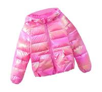 Genérico Chaqueta con Capucha Metalizada para Niño Abrigo de Invierno Cálido Plegable con Aislamiento, rosa fuerte, 12-18 Meses