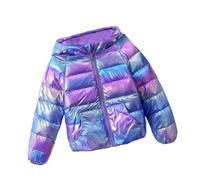 Genérico Chaqueta con Capucha Metalizada para Niño Abrigo de Invierno Cálido Plegable con Aislamiento, morado, 3-4 Años