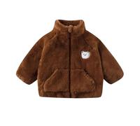 Genérico Chaqueta Cuero Bebe Niña - Abrigo De Invierno para Niñas Chaqueta Polar Bebés Ropa Cálida con Cuello Bordado Confortable (Brown, 5-6 Years)