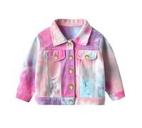 Genérico Chaqueta Cuero Bebe Niña - Chaqueta Vaquera Infantil con Teñido Degradado para El En Exteriores De Otoño E Invierno (4-5 Years)