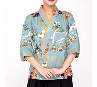 Genérico Chaqueta De Chef Patrones Impresos Chaqueta De Cocinero Los Sushis del Trabajo del Hotel Uniforman Cocina De Panadería Manga 3/4 para Mujeres(Size:M,Color:E)