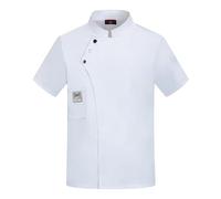 Generico Chaqueta de cocinero de manga corta para hombre, chef, chaqueta, panadero, profesional, uniforme para hospitalidad, ropa de camisa de cocina, chaquetas unisex cuello alto largo cárdigan