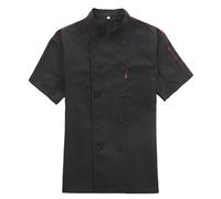 Generico Chaqueta de cocinero de manga corta para hombre, doble botón, cuello alto, chef, chaqueta, panadero, profesional, uniforme para hospitalidad, ropa de camisa de cocina, chaquetas, cárdigan