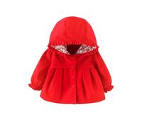 Genérico Chaqueta De Cuero Niña - Chaqueta Cortavientos con Capucha para Niñas Abrigo Ligero De Primavera Y Otoño para Bebé Y Infantil (Red, 9-12 Months)