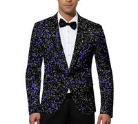 Generico Chaqueta de hombre Carnivalchaqueta formal con estampado brillante de carnaval para fiestas noches de gala y con un diseño elegante y brillante y un ajuste cómodo vestido de novio, Negro
