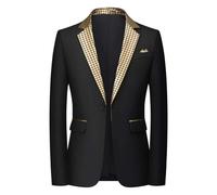 Generico Chaqueta de hombre Casual Blazer Un Botón Slim Fit Abrigos Deportivos Elegante Chaqueta con Cuello de Solapa Business para Fiesta Bodas y Banquetes Blazer de Trabajo y Diario