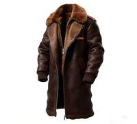 Generico Chaqueta de hombre con forro polar para actividades al aire libre cálido abrigo sin capucha estilo medieval del caballero oscuro como robusto abrigo abrigo abrigo largo de cuero, marrón, XXXL