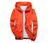 Generico Chaqueta de hombre ligera con cuello de manga larga y capa de verano anti para entretiempo, elegante y cómoda, para correr, senderismo, al aire libre, primavera, otoño, tiempo libre, naranja
