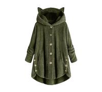 Generico Chaqueta de Invierno con Forro Polar Mujer Casual, Sudadera Cómodas de Polar Abrigo Teddy Abrigos Cálido Color Sólido Sudaderas Niña y Botones Elegante 2024 Ropa Peluda Hoodies Trekking, Ag,