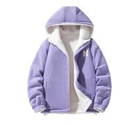 Generico Chaqueta de invierno reversible de forro polar, modelo Bomber con capucha y cremallera bordada con texto en el pecho, parka acolchada unisex con forro reforzado con bordado con inscripción de