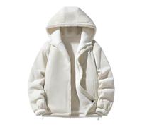 Generico Chaqueta de invierno reversible de forro polar, modelo Bomber con capucha y cremallera bordada con texto en el pecho, parka acolchada unisex con forro reforzado con bordado con inscripción de