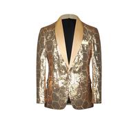 Genérico Chaqueta de Lentejuelas para Hombre Slim Fit Elegante Chaqueta de Traje con Brillo Dorado para Bodas Fiestas Celebraciones de AñO Nuevo y Carnaval Chaquetas Llamativas