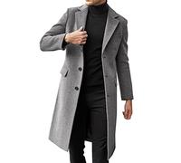 Generico Chaqueta de los Hombres de Lana Casual College Monopecho Oficina Coat con Botón Slim Fit Clásico Solapa Abrigo Marinero de Longitud Media Elegante Trench de Negocios Tejidos Suave Cardigan