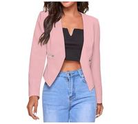 Genérico Chaqueta De Mujer Ligera Recortada Para Negocios Chaqueta Corta Mujer Traje Bolsillos Prácticos Discretos De Oficina Comercial Con Bolsillo Estilo Clásico Ocio