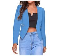 Genérico Chaqueta De Mujer Ligera Recortada Para Negocios Chaqueta Corta Mujer Traje Bolsillos Prácticos Discretos De Oficina Comercial Con Bolsillo Estilo Clásico Ocio