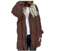 Genérico Chaqueta de mujer para invierno en oferta, de forro polar, cardigan de lana, cómoda, elegante, abrigos, chaqueta de color liso, abrigos con botones y bolsillos, ropa de teddy, chaqueta para