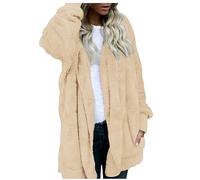Generico Chaqueta de mujer para invierno en oferta, de forro polar, cardigan de lana, cómoda, elegante, abrigos de moda, abrigo de color liso, abrigos con botones y cálidos con bolsillos, ropa estilo
