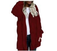 Genérico Chaqueta de mujer para invierno en oferta, de forro polar, cardigan de lana, cómodos abrigos elegantes, abrigo de color liso, abrigos con botones para mujer y bolsillos cálidos, ropa estilo