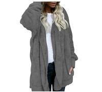 Genérico Chaqueta de mujer para invierno en oferta, de forro polar, cardigan de lana, cómodos abrigos elegantes, abrigo de color liso, abrigos con botones para mujer y bolsillos cálidos, ropa estilo