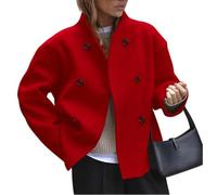 Genérico Chaqueta De Mujer Tipo Peacoat con Doble Botonadura Y Cuello Alto Abrigo Elegante De Negocios Gabardina Corta De Lana Cárdigan Informal Prenda De Abrigo.