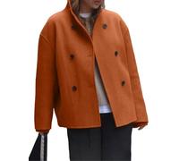 Genérico Chaqueta De Mujer Tipo Peacoat con Doble Botonadura Y Cuello Alto Abrigo Elegante De Negocios Gabardina Corta De Lana Cárdigan Informal Prenda De Abrigo.