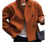 Genérico Chaqueta De Mujer Tipo Peacoat con Doble Botonadura Y Cuello Alto Abrigo Elegante De Negocios Gabardina Corta De Lana Cárdigan Informal Prenda De Abrigo.