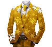 Genérico Chaqueta de Navidad para Hombre Blazer de Navidad para Hombre Elegante Ocio Botón Sofisticado Cómodo Festivo