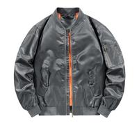 Genérico Chaqueta de piloto de la Fuerza Aérea No.1 MA 1 para hombre, primavera y otoño, ocio (Grey, L)