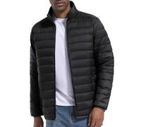 Generico Chaqueta de plumón para hombre, 100 gramos, color liso, ligera, sin capucha, cómoda, de invierno, chaqueta con bolsillos, senderismo, talla grande, chaqueta con cremallera a prueba de viento