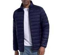 Generico Chaqueta de plumón para hombre, 100 gramos, color liso, ligera, sin capucha, cómoda, de invierno, chaqueta con bolsillos, senderismo, talla grande, chaqueta con cremallera a prueba de viento