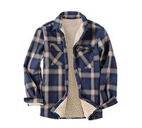 Genérico Chaqueta De Trabajo Hombre - Hombres De Felpa De Manga Larga Casual Turn Down Collar Plaid Print Breasted Warm Coat Popular Winter Jacket Coat (Navy XL)