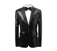 Genérico Chaqueta De Traje con Lentejuelas Brillantes para Hombre, Chaqueta De Traje De Anfitrión De Un Botón, Chaqueta Blazer Informal, Abrigo De Esmoquin para Discoteca, Fie