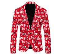 Genérico Chaqueta de Traje para Hombre con Estampado Temático Navideño de Santa y Invernales