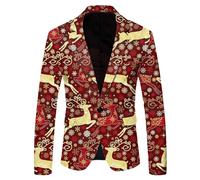 Genérico Chaqueta de Traje para Hombre con Estampado Temático Navideño de Santa y Invernales