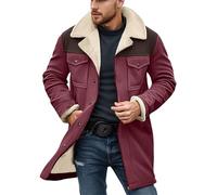 Genérico Chaqueta Deportiva Hombre - Chaqueta De Gamuza para Hombre Abrigos con Cuello Chaqueta De Piel Sintética Chaqueta De Moto con Cremallera para Hombre Abrigos Tops Retro (Red XXL)