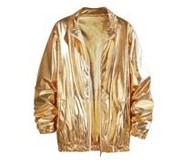 Generico Chaqueta Deportiva para Hombre Protección Solar con Lentejuelas Discoteca Ligera Transpirable de Secado Rápido Casual Ajuste Normal Elegante Delgado Moderno Chaleco Streetwear Vintage, B Oro