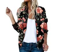Genérico Chaqueta Entretiempo Mujer Cremallera Fina - Cárdigan Mujer Ligera Manga Larga Corta Relajado Chaqueta Bomber Otoño Primavera Verano Entretiempo Trabajo Uso Diario Casual Blouson Sobrecamisa