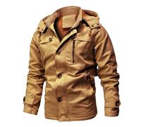 Genérico Chaqueta Hombre Invierno - Cazadoras Hombre Gabardina de Terciopelo de Color Liso para Hombre Chaqueta de Talla Grande para Hombre Chaqueta Acolchada de Largo Medio (Yellow XXL)