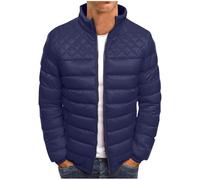 Genérico Chaqueta Hombre Invierno Color Liso, Chaqueta Plumas Hombre De Cremallera Sin Capucha Cuello Mao, Plumíferos Deportiva - Cazadoras Montaña Suave - Marina de Guerra XXL