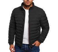 Genérico Chaqueta Hombre Invierno Color Liso, Parka Hombre Invierno De Cremallera Cuello Mao Sin Capucha, Plumíferos Trekking - Bombers Vintage Termica - Negro XXL