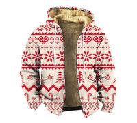 Genérico Chaqueta Hombre Polar Sin Capucha,Abrigo NavideñO para Hombre Abrigo con Forro Polar con Capucha Estampado NavideñO MúLtiple Chaqueta con Capucha para Hombre con Cremallera OtoñO E Invierno