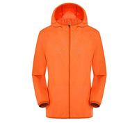 Genérico Chaqueta Impermeable Cortavientos Hombre Mujer Ligera Transpirable Chaquetas con Capucha Casual Plegable Raincoat para Ciclismo Running Fitness Exteriores (Orange #1, XL)