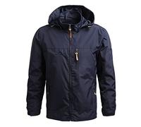 Genérico Chaqueta Impermeable Hombre Lluvia Snowboard de Moto Chaquetas Invierno Homem Trabajo Abrigo Cremallera Cazadora Parka Sudadera Ropa Talla Grande Men Casual Chubasquero Azul Oscuro XXL