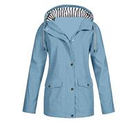Generico Chaqueta impermeable mujer cortavientos chaquetas impermeables senderismo chaqueta cortavientos lluvia con capucha deportiva ligera Trench talla grande running Softshell camping Raincoat