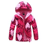 Genérico Chaqueta Impermeable NiñO 10 AñOs,Gabardina para NiñA con Forro Polar Cortavientos De Longitud Media con Aislamiento Grueso Y CáLido para Clima FríO