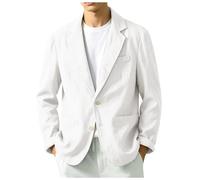 Genérico Chaqueta Lino Blazer Hombre 2026 Casual Americana Talla Grande Manga Larga Solapa Botones Bolsillos con Botones Color Sólido Cómodo Abrigo con Bolsillos para Uso Diario Verano S-3XL