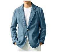 Genérico Chaqueta Lino Blazer Hombre 2026 Casual Americana Talla Grande Manga Larga Solapa Botones Bolsillos con Botones Color Sólido Cómodo Abrigo con Bolsillos para Uso Diario Verano S-3XL