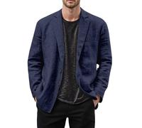 Genérico Chaqueta Lino Blazer Hombre, Americana Hombre Casual Talla Grande Manga Larga Holgados Solapa Cazadora con Botones Color Sólido Moda Cómodo Abrigo con Bolsillos para Uso Diario Verano