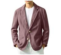 Genérico Chaqueta Lino Blazer Hombre Casual Americana Manga Larga Solapa Botones Bolsillos Color Sólido Holgado Talla Grande Ligero Transpirable Cómodo para Verano Uso Diario S-5XL