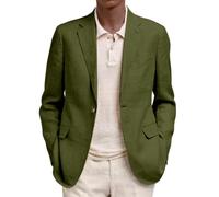 Genérico Chaqueta Lino Blazer Hombre Casual Americana Manga Larga Solapa Botones Bolsillos Color Sólido Holgado Talla Grande Ligero Transpirable Cómodo Un Botón Blazer para Verano Uso Diario S-3XL